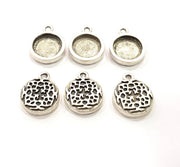 6 Silver Pendant Blank Bezel Base Setting inlay Blank Earring Base Resin Blank Mountings Antique Silver Plated (12mm round blank)  G11637