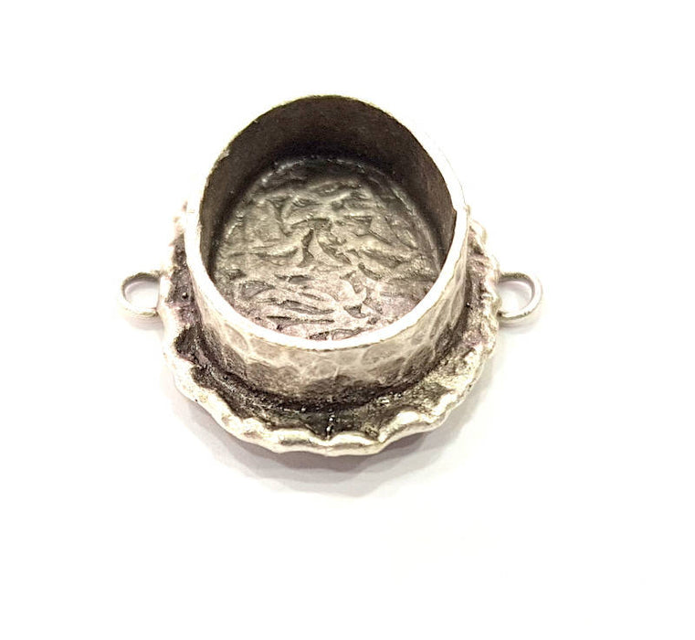 Silver Pendant Blank Connector Resin Blank Mosaic Base inlay Blank Charm Mountings Antique Silver Plated Brass (20x15mm blank )  G9736