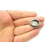 Silver Pendant Blank Connector Resin Blank Mosaic Base inlay Blank Charm Mountings Antique Silver Plated Brass (20x15mm blank )  G9736