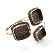 Silver Bracelet Blank Bangle Blank Cuff Blank Adjustable Bracelet inlay Blank Antique Silver Plated Brass (18x18mm and 15x15mm Blanks) G9747