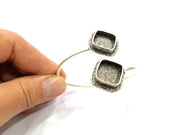 Silver Bracelet Blank Bangle Blank Cuff Blank Adjustable Bracelet inlay Blank Antique Silver Plated Brass (15x15mm Blanks) G9749