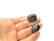 Silver Bracelet Blank Bangle Blank Cuff Blank Adjustable Bracelet inlay Blank Antique Silver Plated Brass (20x20mm and 15x15mm Blanks) G9752