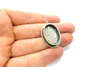 Silver Pendant Blank Resin Blank Mosaic Base Blank inlay Blank Necklace Blank Mountings Antique Silver Plated Brass (25x18mm blank )  G13949
