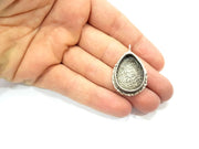 Silver Pendant Blank Resin Blank Mosaic Base Blank inlay Blank Necklace Blank Mountings Antique Silver Plated Brass (25x18mm blank )  G13359
