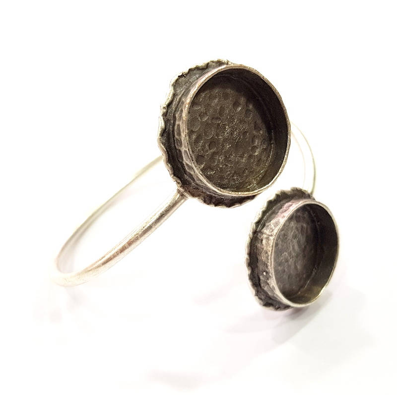 Silver Bracelet Blank Bangle Blank Cuff Blank Adjustable Bracelet inlay Blank Antique Silver Plated Brass (20mm Blanks) G12804