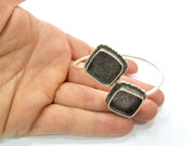 Silver Bracelet Blank Bangle Blank Cuff Blank Adjustable Bracelet inlay Blank Antique Silver Plated Brass (18x18mm Blanks) G9759