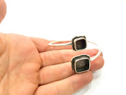 Silver Bracelet Blank Bangle Blank Cuff Blank Adjustable Bracelet inlay Blank Antique Silver Plated Brass (15x15mm and 10x10mm Blanks) G9766