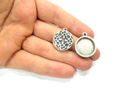 10 Silver Pendant Blank Bezel Base Setting inlay Blank Earring Base Resin Blank Mountings Antique Silver Plated ( 18mm round blank)  G11651
