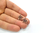 10 Flower Charms Copper Charm Antique Copper Charm Antique Copper Plated Metal (18x14 mm) G11653