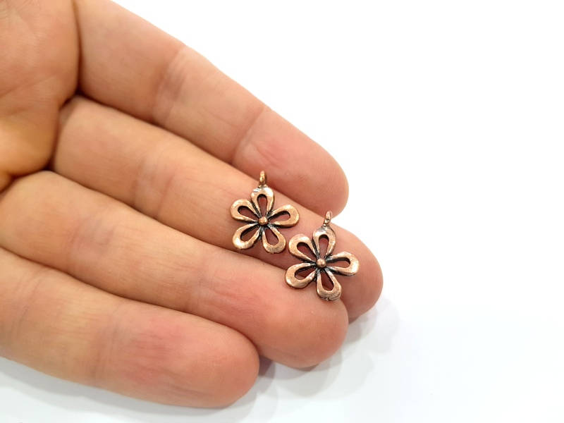 10 Flower Charms Copper Charm Antique Copper Charm Antique Copper Plated Metal (18x14 mm) G11653