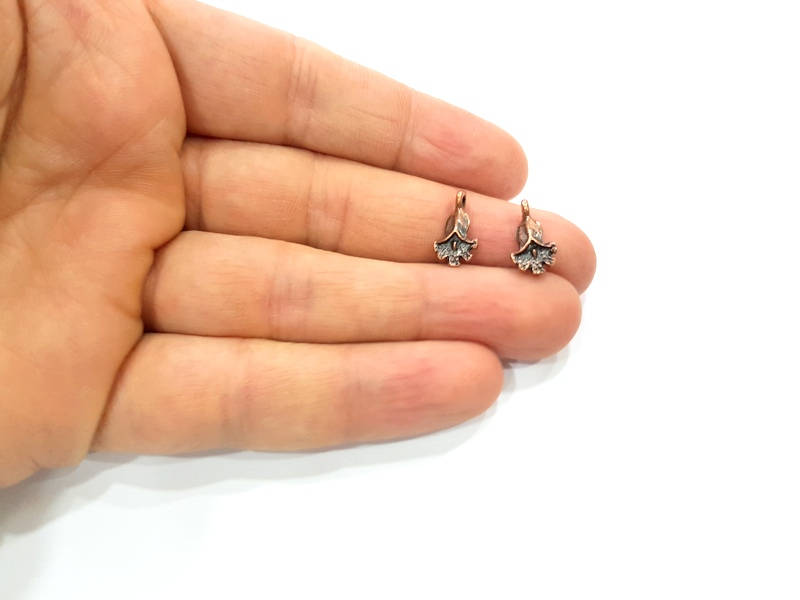20 Flower Charms Copper Charm Antique Copper Charm Antique Copper Plated Metal (14x8 mm) G11654