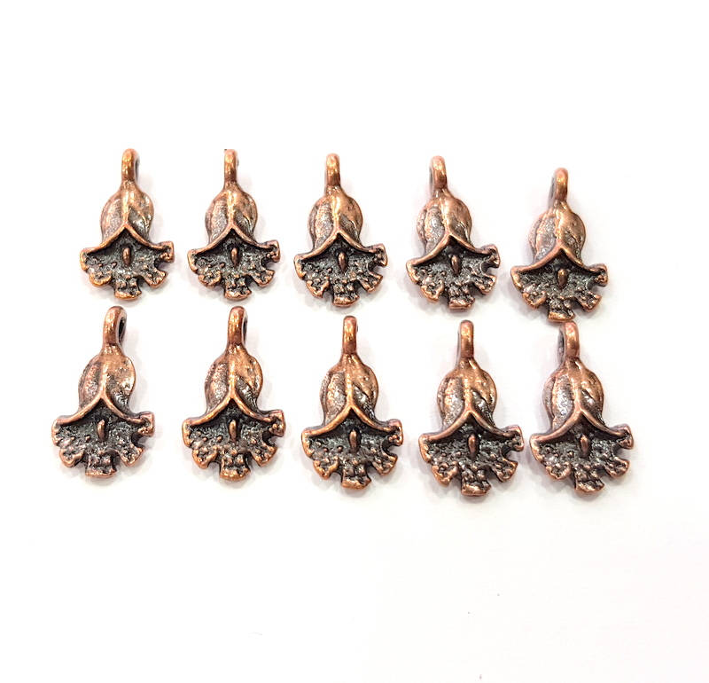 20 Flower Charms Copper Charm Antique Copper Charm Antique Copper Plated Metal (14x8 mm) G11654