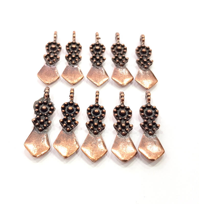 10 Copper Charm Antique Copper Charm Antique Copper Plated Metal (25x7mm) G11655