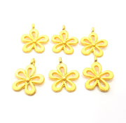 6 Flower Charm Gold Charm Gold Plated Metal (18x14mm)  G11660