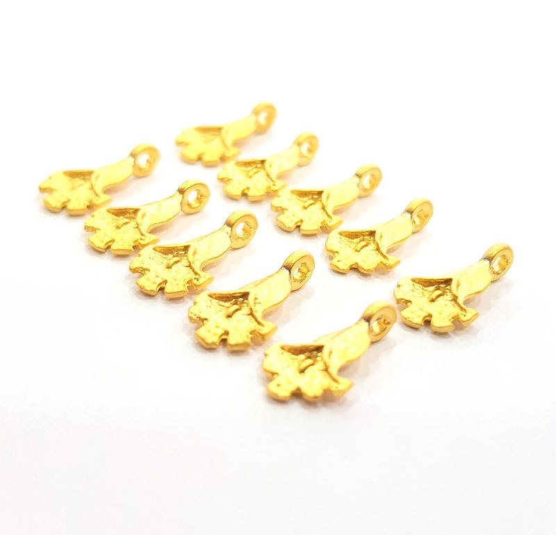 10 Flower Charm Gold Charm Gold Plated Metal (14x8mm)  G11661