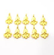 10 Flower Charm Gold Charm Gold Plated Metal (14x8mm)  G11661