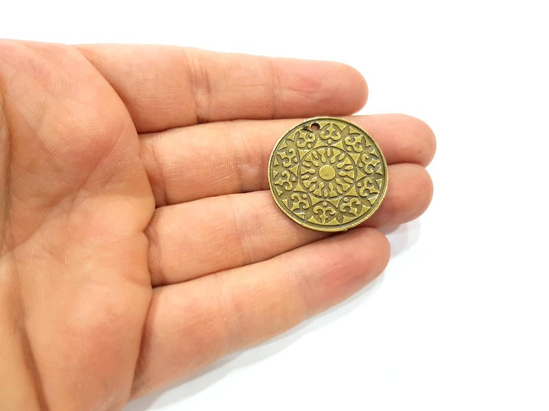2 Antique Bronze Charm Antique Bronze Plated Metal  (30mm) G11670