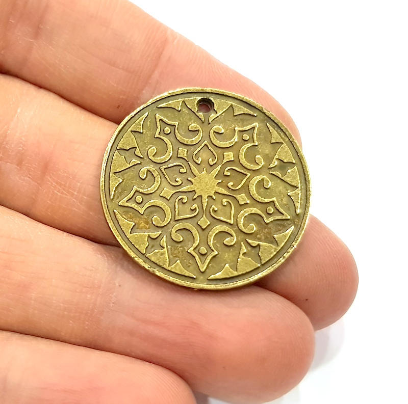 2 Antique Bronze Charm Antique Bronze Plated Metal  (30mm) G11677