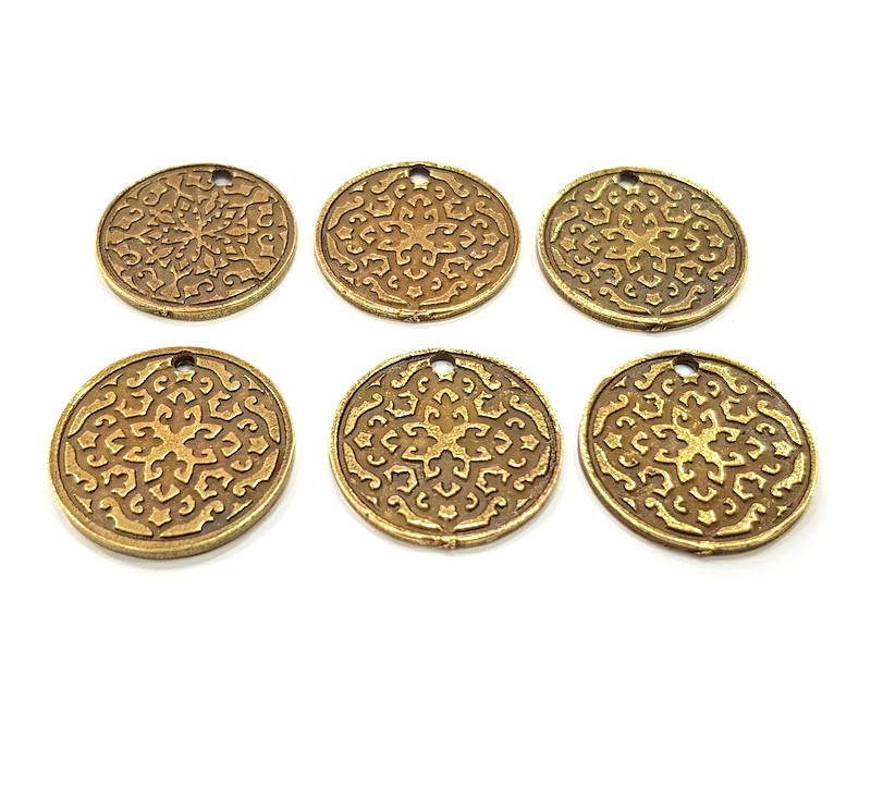 6 Antique Bronze Charm Antique Bronze Plated Metal  (20mm) G11685