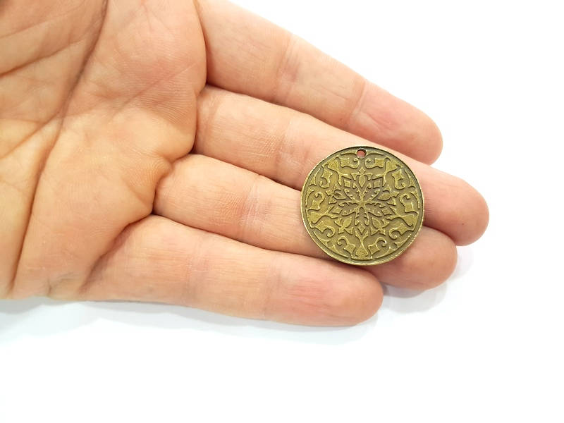 2 Antique Bronze Charm Antique Bronze Plated Metal  (30mm) G11690