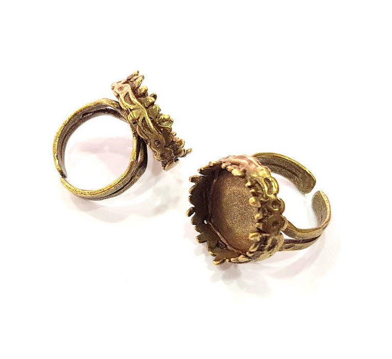 Adjustable Ring Blank, (16mm blank ) Antique Bronze Plated Brass G5544