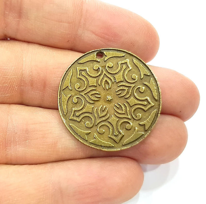 2 Antique Bronze Charm Antique Bronze Plated Metal  (30mm) G11696