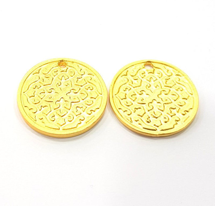 2 Gold Charms Matt Gold Charms (20mm)  G11698