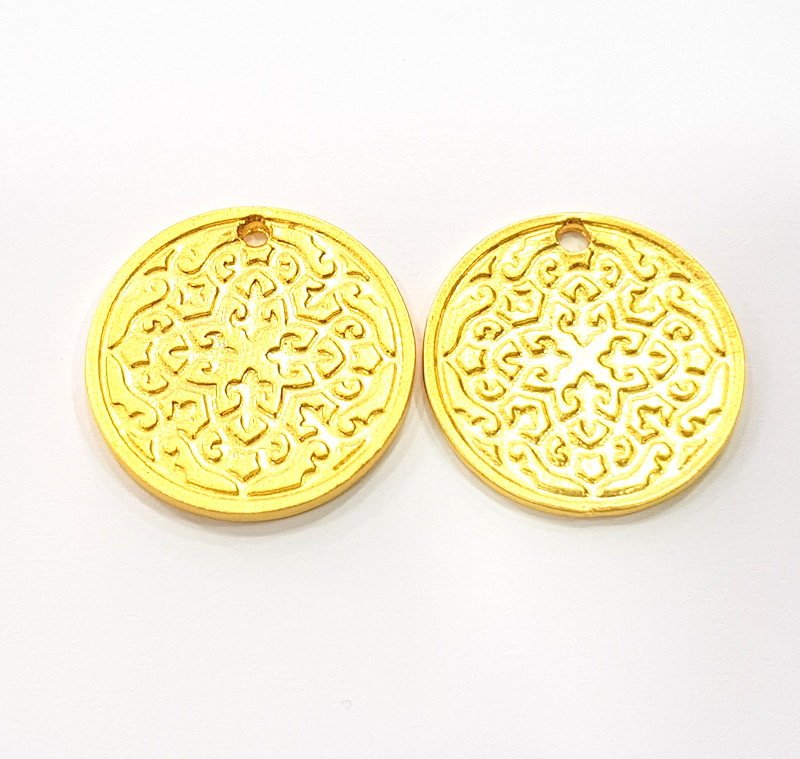 2 Gold Charms Matt Gold Charms (20mm)  G11698