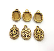 6 Antique Bronze Pendant Blank inlay Blank Mosaic Blank Resin Blank Bezel Base Setting Mountings Antique Bronze Plated(14x10mm blank) G11700