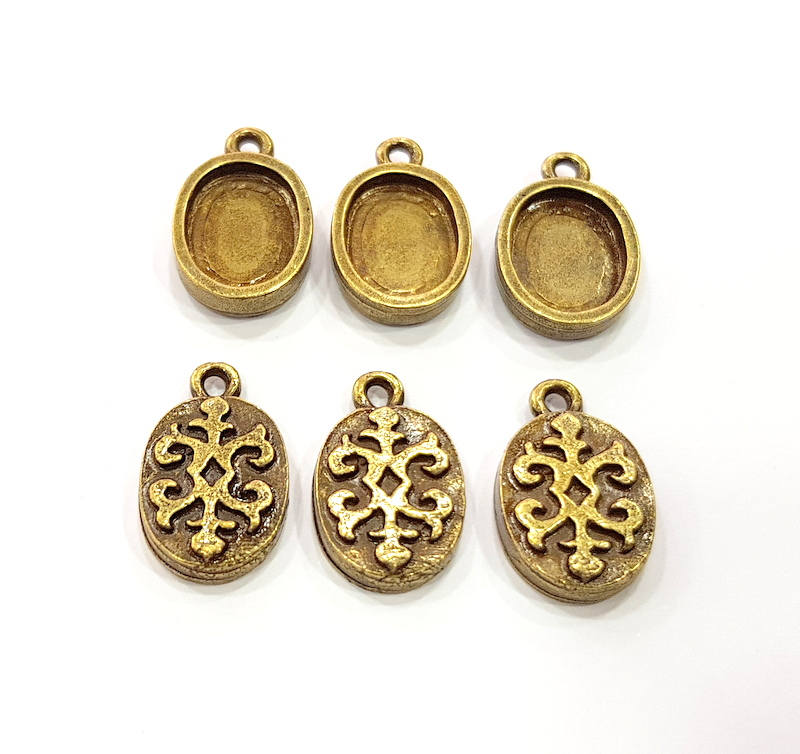 6 Antique Bronze Pendant Blank inlay Blank Mosaic Blank Resin Blank Bezel Base Setting Mountings Antique Bronze Plated(14x10mm blank) G11700