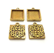 4 Antique Bronze Pendant Blank inlay Blank Mosaic Blank Resin Blank Bezel Base Setting Mountings Antique Bronze Plated(16x16mm blank) G11703