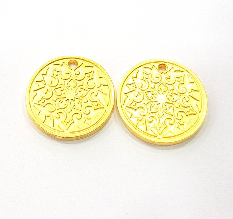 2 Gold Charms Gold Plated Metal (20mm)  G11704