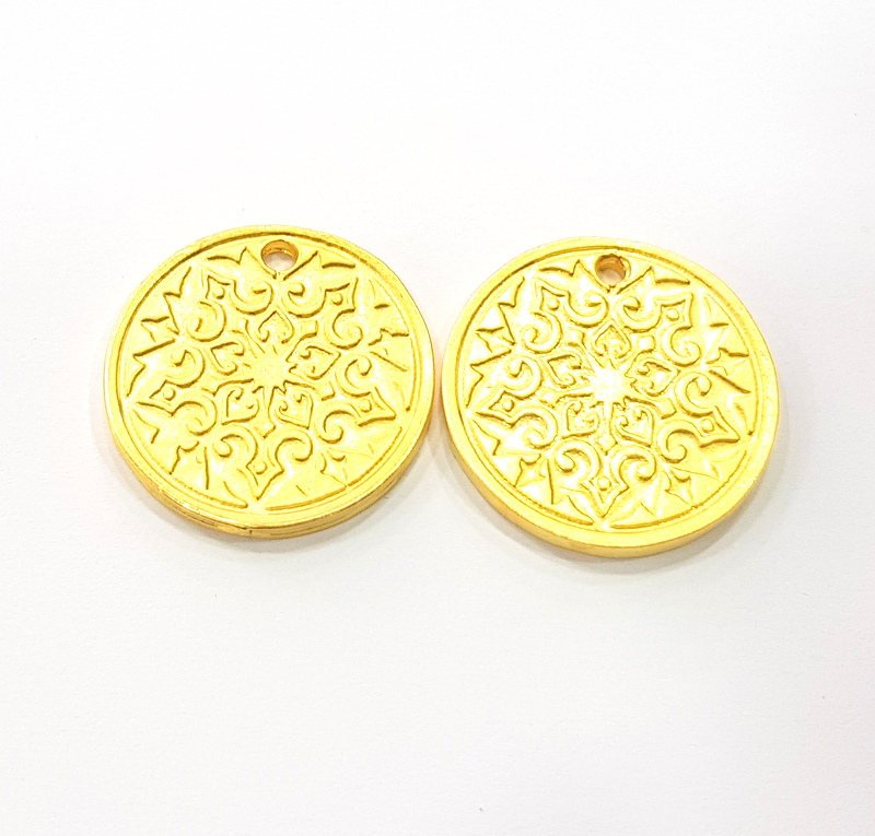 2 Gold Charms Gold Plated Metal (20mm)  G11704