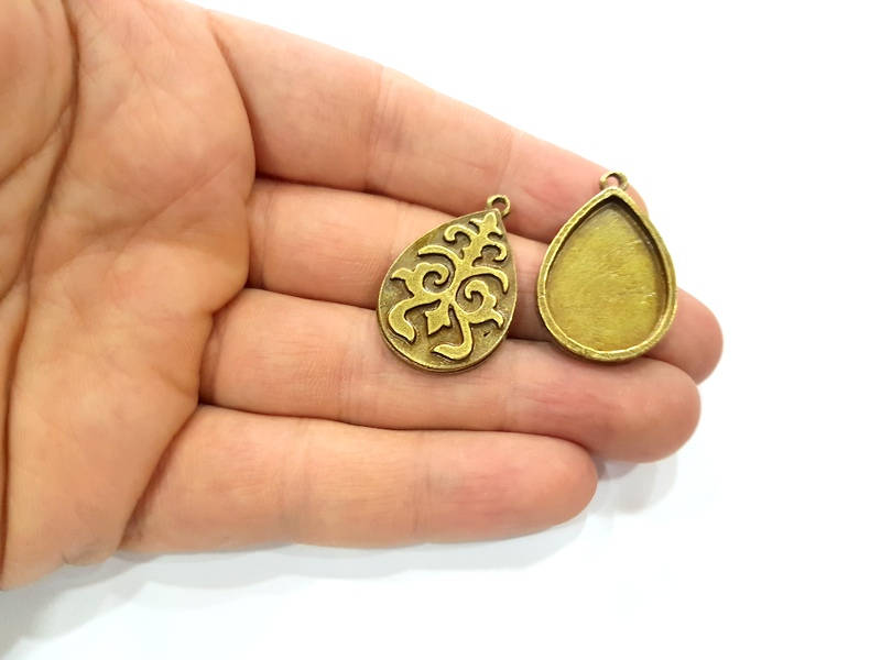 4 Antique Bronze Pendant Blank inlay Blank Mosaic Blank Resin Blank Bezel Base Setting Mountings Antique Bronze Plated(25x18mm blank) G11708
