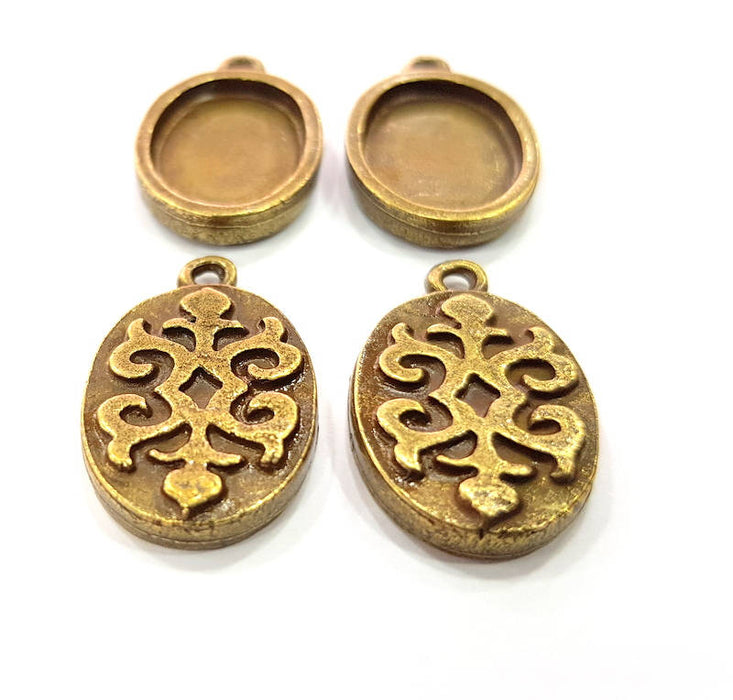 4 Antique Bronze Pendant Blank inlay Blank Mosaic Blank Resin Blank Bezel Base Setting Mountings Antique Bronze Plated(18x13mm blank) G11715