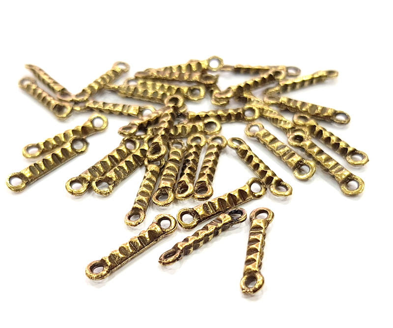 30 Ringed Rod Connector Antique Bronze Connector Pendant Antique Bronze Plated Metal (16x4mm) G11719