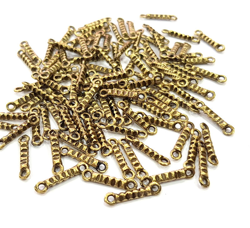 30 Ringed Rod Connector Antique Bronze Connector Pendant Antique Bronze Plated Metal (16x4mm) G11719