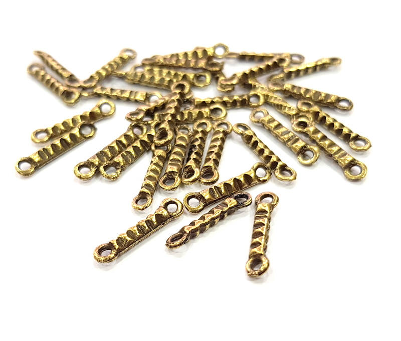 30 Ringed Rod Connector Antique Bronze Connector Pendant Antique Bronze Plated Metal (16x4mm) G11719