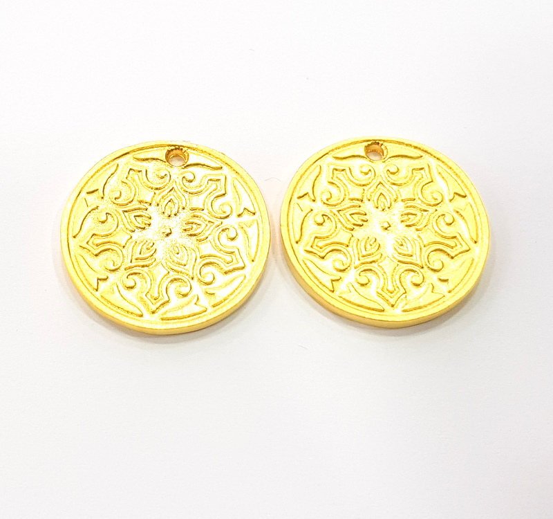 2 Gold Charms Gold Plated Metal (20mm)  G11720