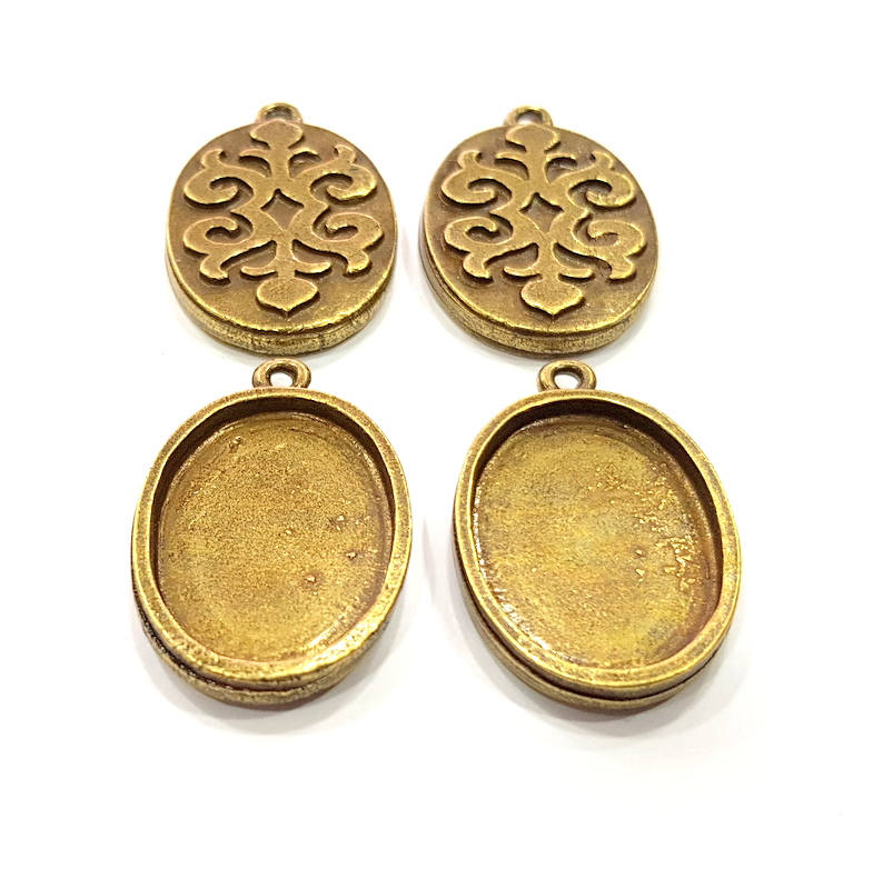 4 Antique Bronze Pendant Blank inlay Blank Mosaic Blank Resin Blank Bezel Base Setting Mountings Antique Bronze Plated(25x18mm blank) G11729