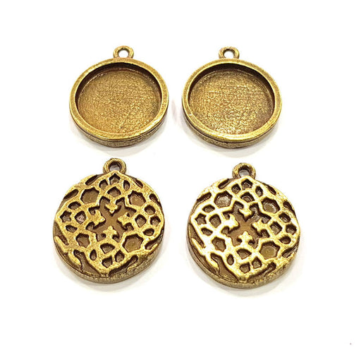 4 Antique Bronze Pendant Blank inlay Blank Mosaic Blank Resin Blank Bezel Base Setting Mountings Antique Bronze Plated (18mm blank) G11730