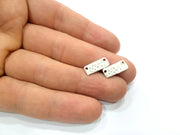 4 Silver Stamp Charms Antique Silver Plated Brass (16x6mm)  G11724