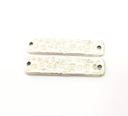 4 Silver Stamp Charms Antique Silver Plated Brass (25x6mm)  G11665