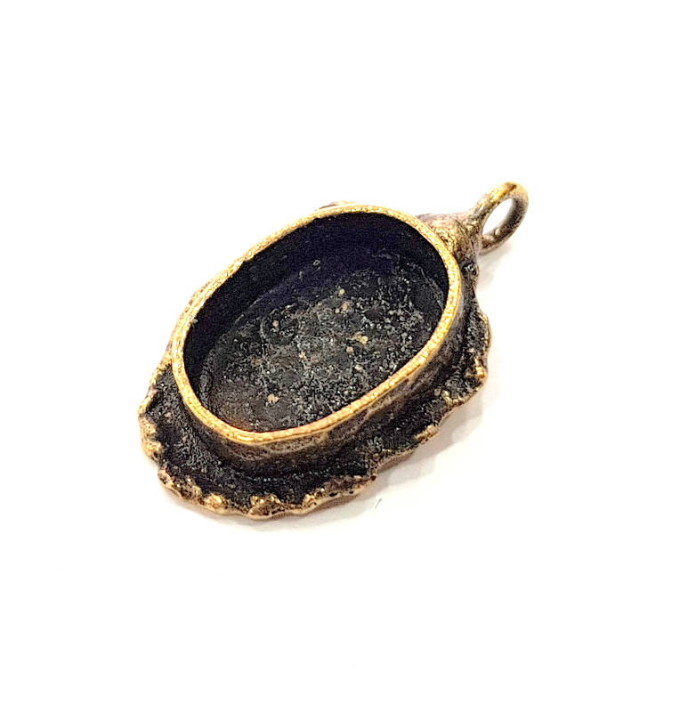 Antique Bronze Pendant Blank inlay Blank Mosaic Blank Resin Blank Bezel Base Mounting Antique Bronze Plated Brass ( 14x10mm blank) G11742