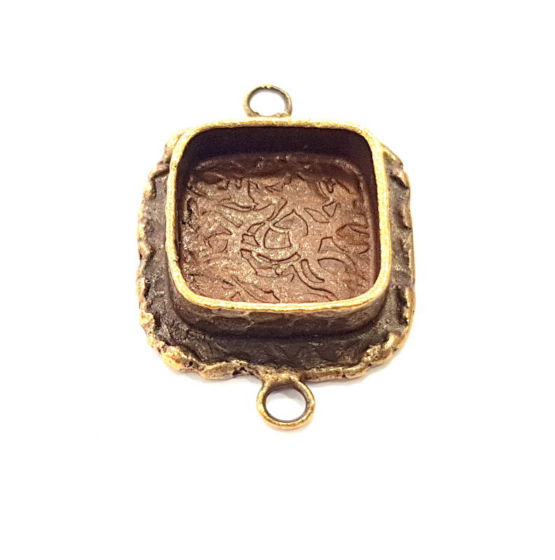 Antique Bronze Pendant Blank inlay Blank Mosaic Blank Resin Blank Bezel Base Mounting Antique Bronze Plated Brass ( 14x14 mm blank) G11748