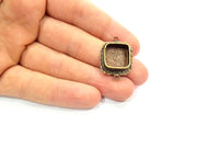 Antique Bronze Pendant Blank inlay Blank Mosaic Blank Resin Blank Bezel Base Mounting Antique Bronze Plated Brass ( 14x14 mm blank) G11748