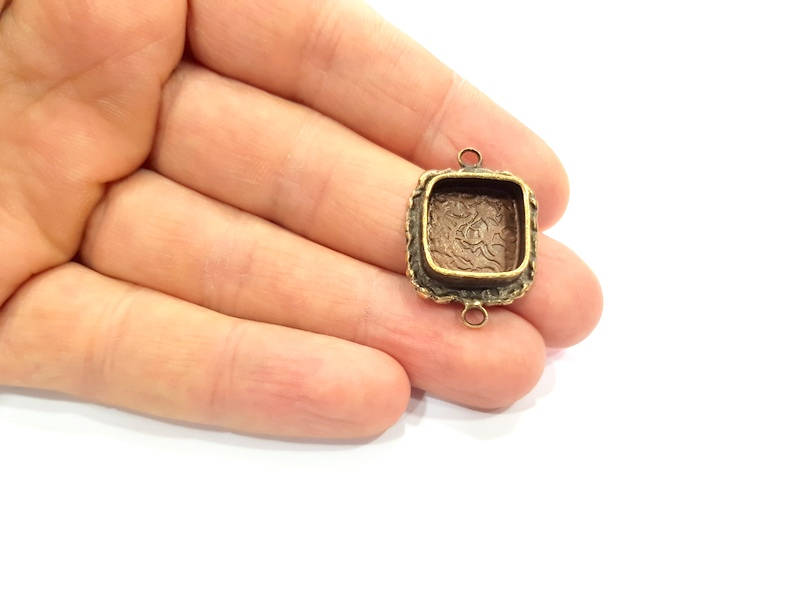 Antique Bronze Pendant Blank inlay Blank Mosaic Blank Resin Blank Bezel Base Mounting Antique Bronze Plated Brass ( 14x14 mm blank) G11748