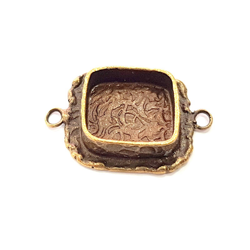 Antique Bronze Pendant Blank inlay Blank Mosaic Blank Resin Blank Bezel Base Mounting Antique Bronze Plated Brass ( 14x14 mm blank) G11748