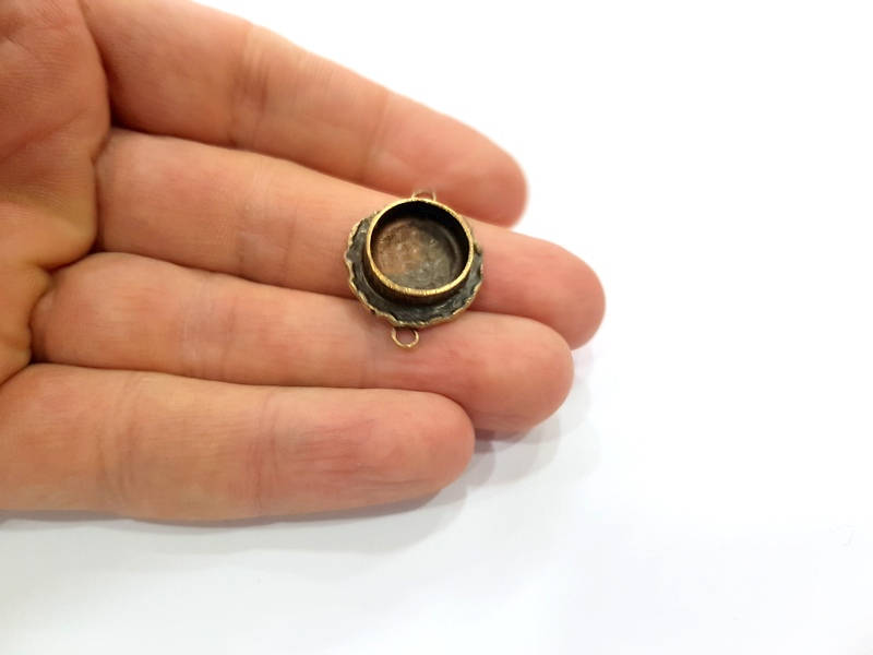 Antique Bronze Pendant Blank inlay Blank Mosaic Blank Resin Blank Bezel Base Mounting Antique Bronze Plated Brass ( 14 mm blank) G11749