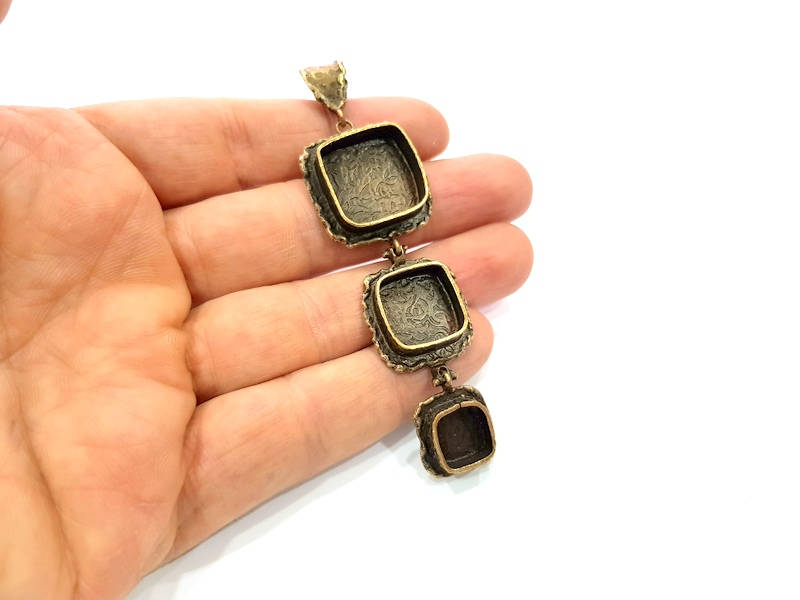 Antique Bronze Pendant Blank inlay Blank Mosaic Blank Resin Blank Bezel Base Mounting Antique Bronze Plated Brass (18+14+10mm blank) G11756